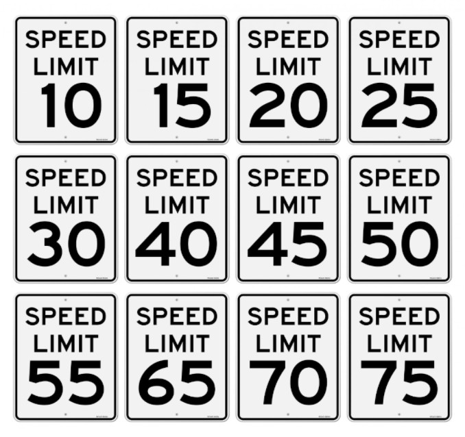 Speed limit signs in increasing order, WorkingManLaw Car Accidents blog