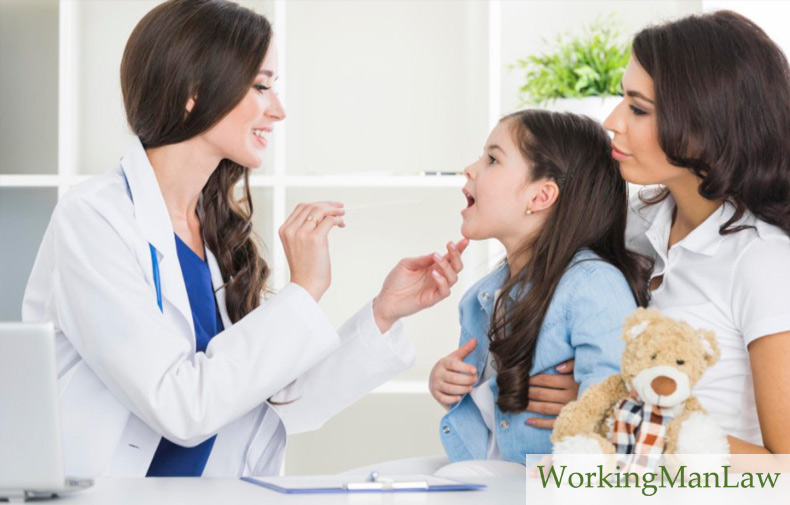 Mother with daughter at the doctor’s office.